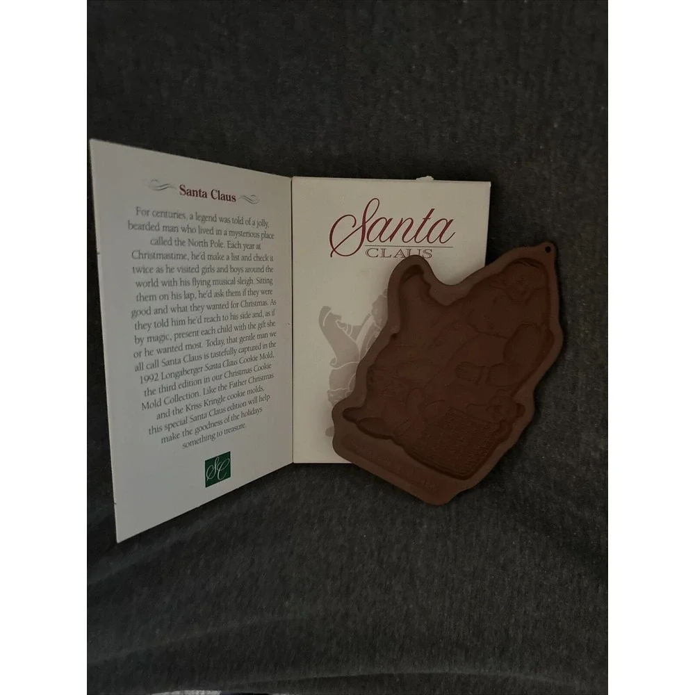 VTG Longaberger‎ Pottery 1992 Santa Claus Cookie Mold Christmas Decor 7